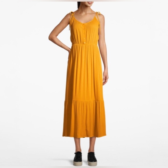 & Other Stories Tangerine Tie Shoulder Cotton Maxi Dress - Picture 2 of 10